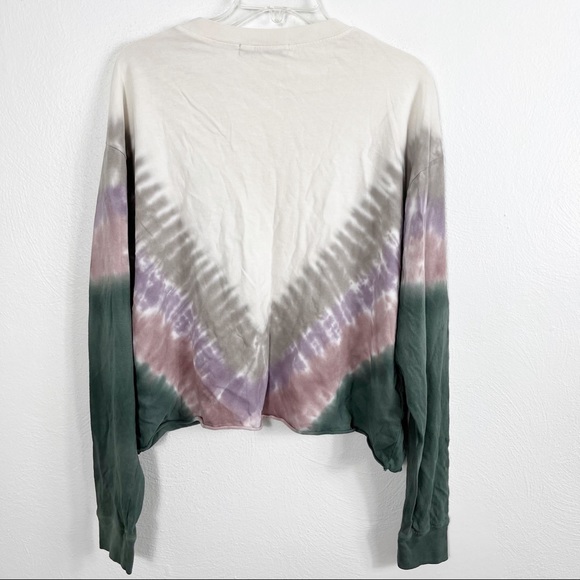 Daydreamer Dusty Rose Tie Dye Long Sleeve Crewneck Crop Top - Picture 6 of 10